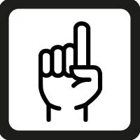 Mano con indice sollevato, simbolo di attenzione o richiesta di silenzio.