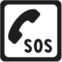 Simbolo di telefono con scritta SOS