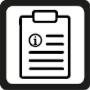 Icona di una scheda o un modulo con una 'i' circondata, rappresentante un modulo o una scheda informativa.