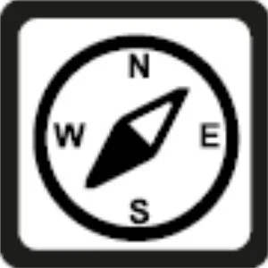 Bussola con punteggi cardinali N, E, S, W