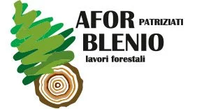 Logo con albero stilizzato e testo in italiano che promuove lavori forestali