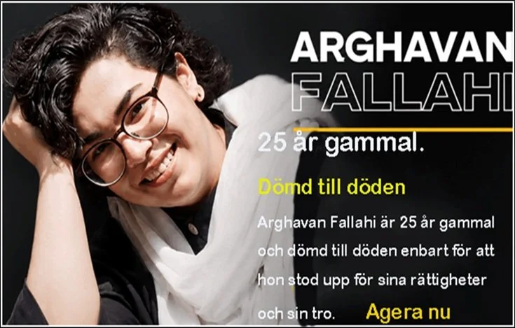 ARGHAVAN FALLAHI 25 år. Fängslad. Riskerar dödsstraff.&nbsp;