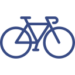 Blue bicycle icon on a transparent background