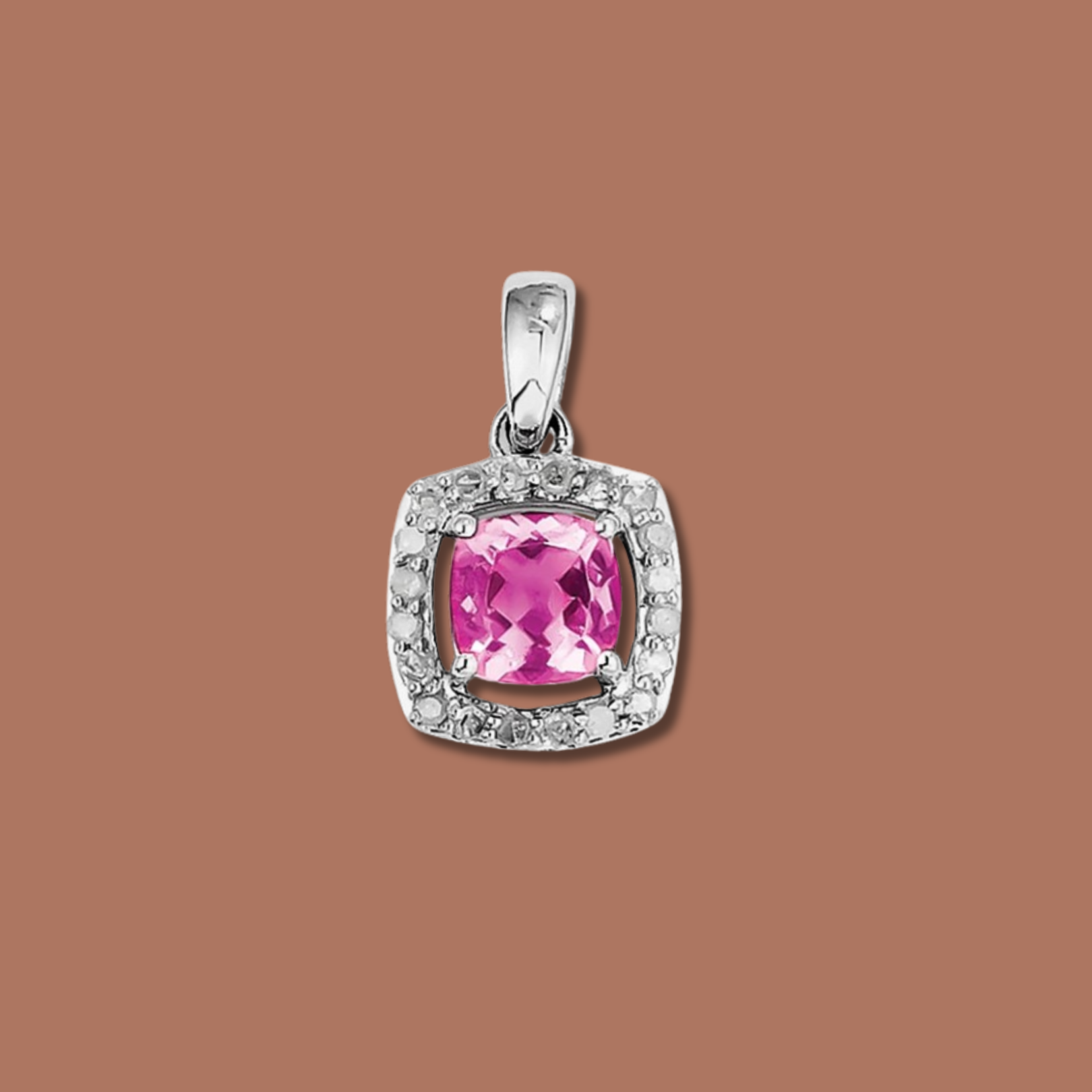 Sterling Tourmaline Square Pendant