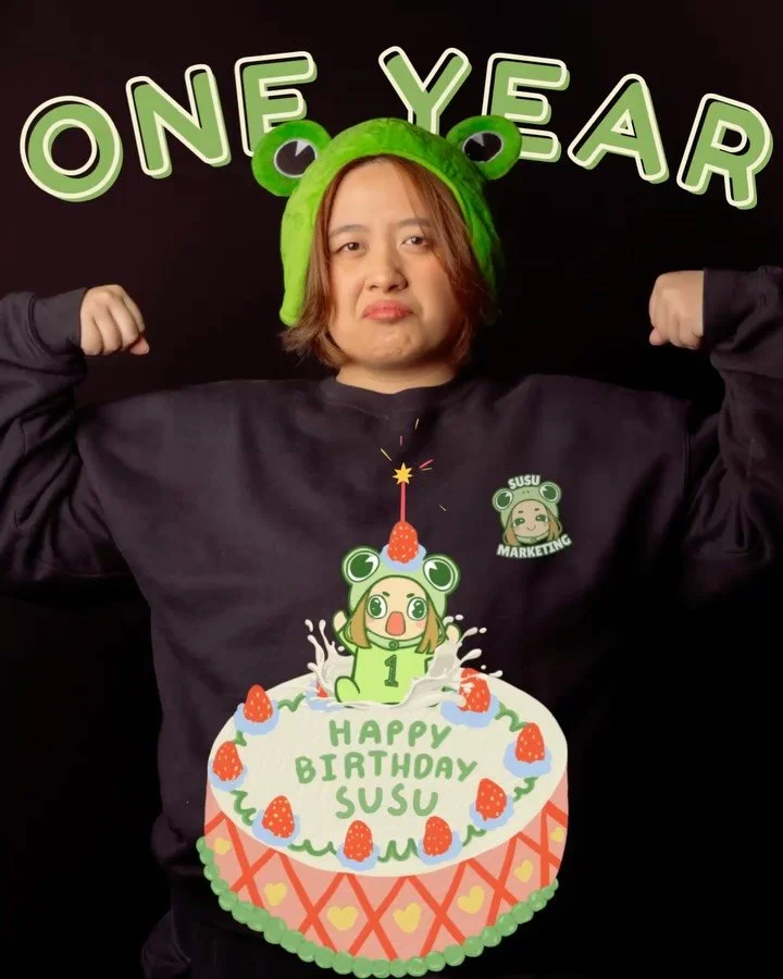 HAPPY ONE YEAR TO SUSU MARKETING 🐸🎉

I just want to take this time to celebrate one full year of SuSu Marketing!!! From the first day SuSu Marketing was born, I&rsquo;ve been graciously shrouded in support from my community, my friends, and my fami