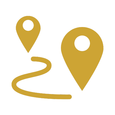 Icon of a map with two location pins connected by a path.
