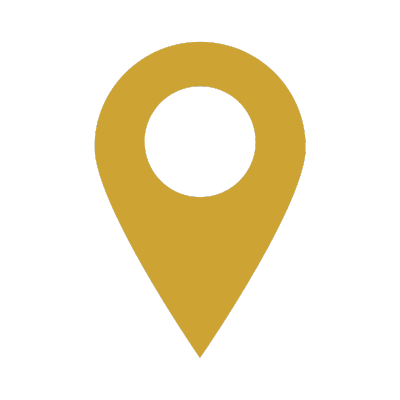 A yellow map pin icon on a black background.