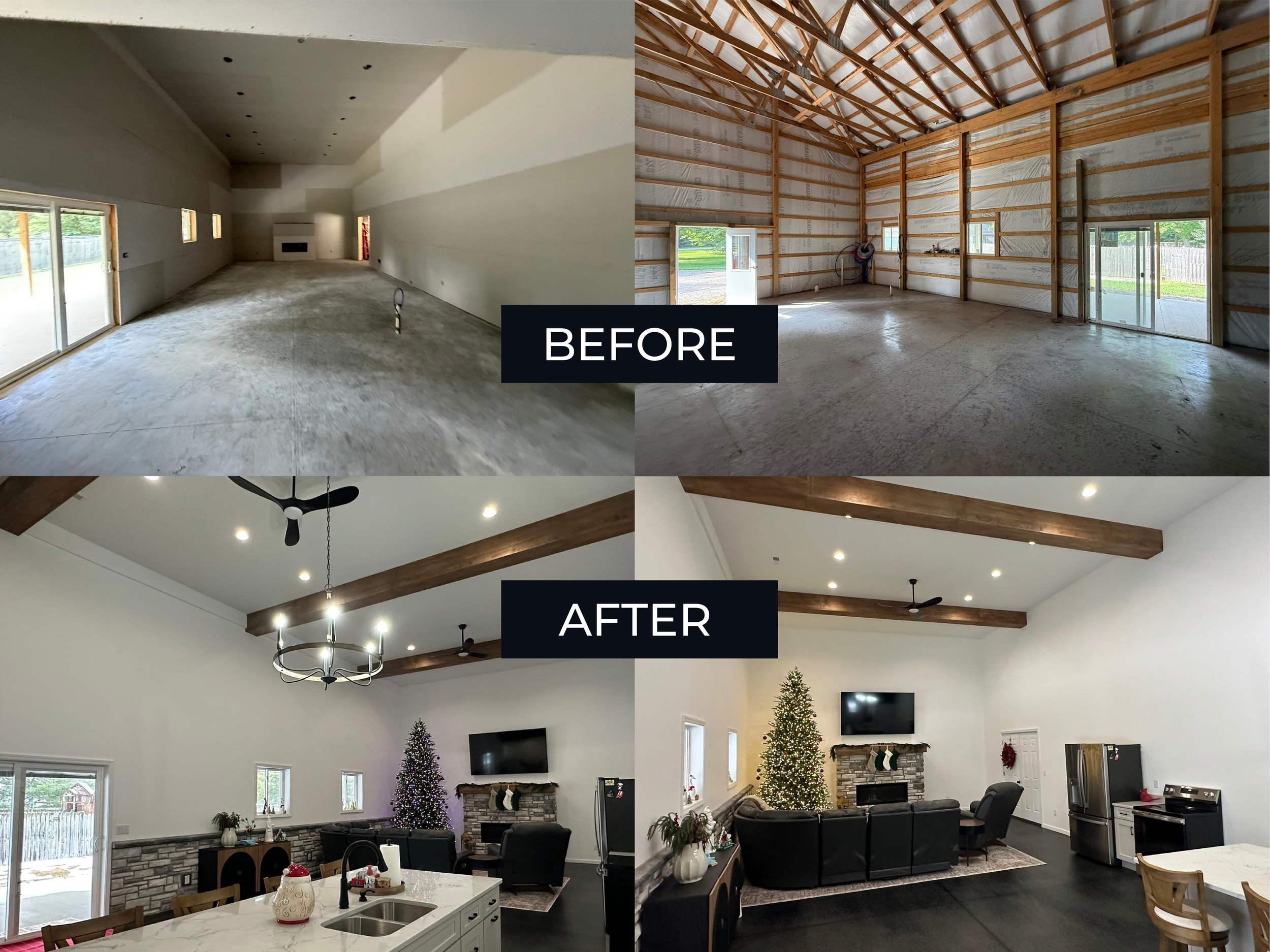 Interior Pole Barn Entertainment Space