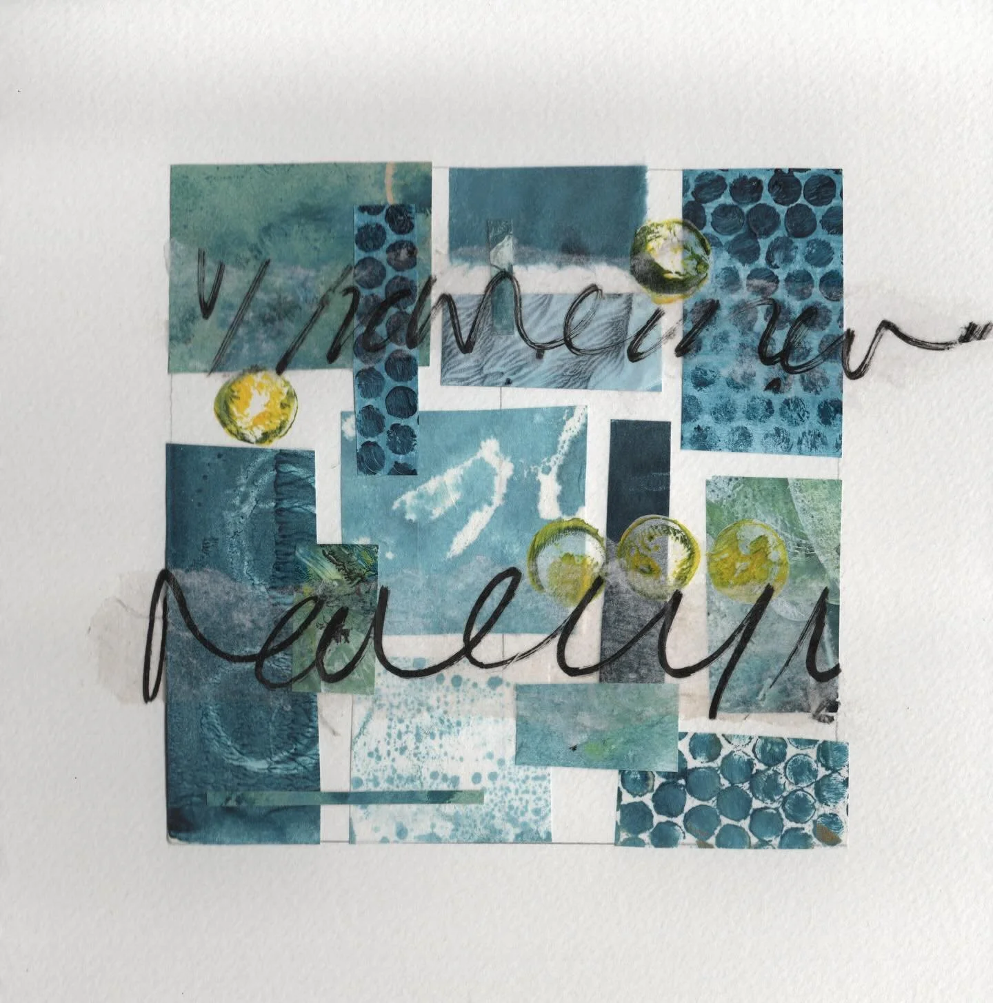 I&rsquo;ve just completed the Collage Breakthrough online course with the fabulous @catrains.artist. Cat generously shares her techniques in making collage papers and collages. This is my final piece using up scraps. It was such a great course and a 