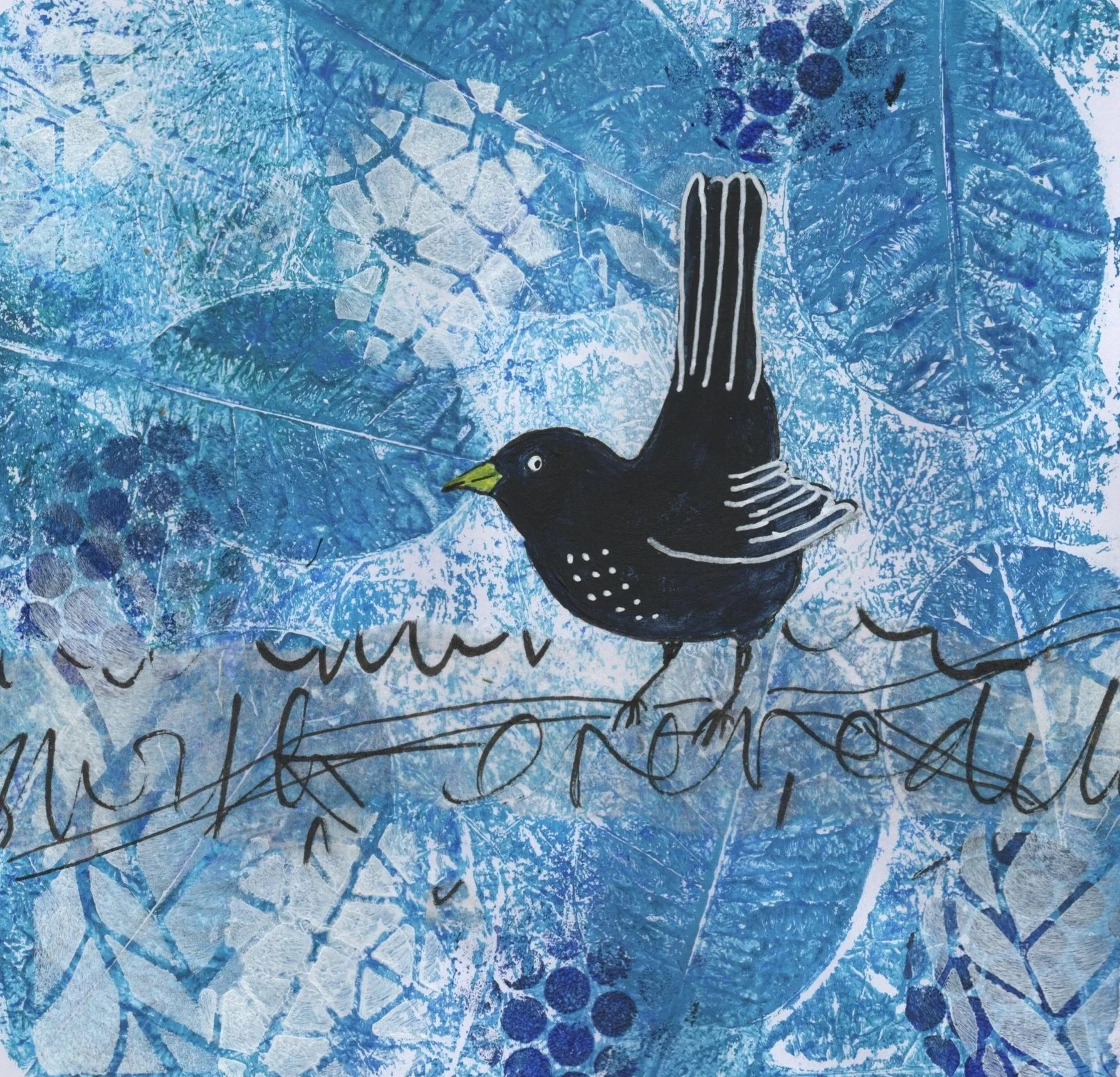 Blackbird in the blue