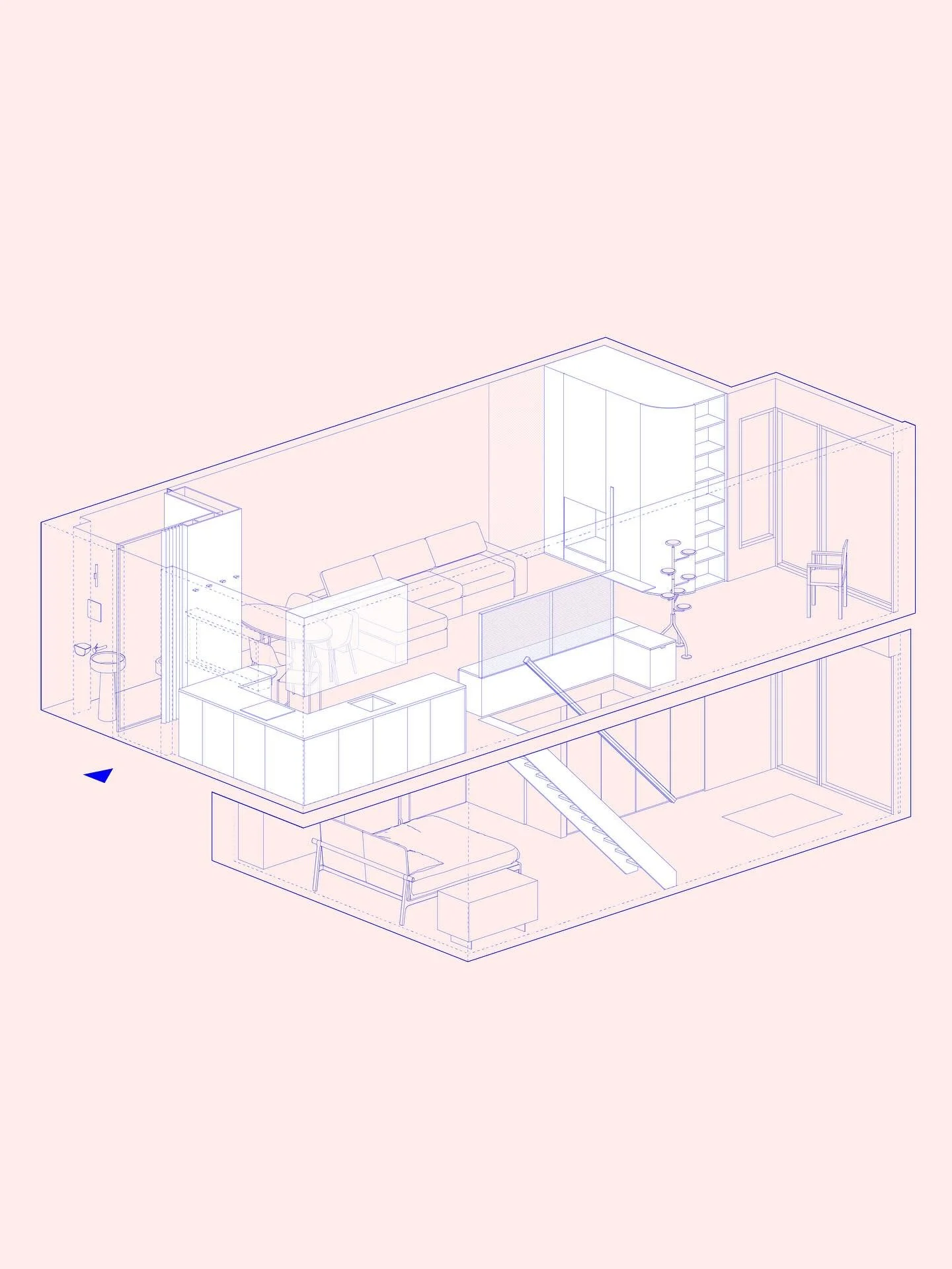 L&rsquo;appartamento M &egrave; un duplex a Bissone, in Svizzera. Lo spazio di 80 metri quadrati presenta una disposizione invertita, con l&rsquo;ingresso e la zona giorno collocati sopra l&rsquo;area notte. Un sistema di arredi su misura elimina le 