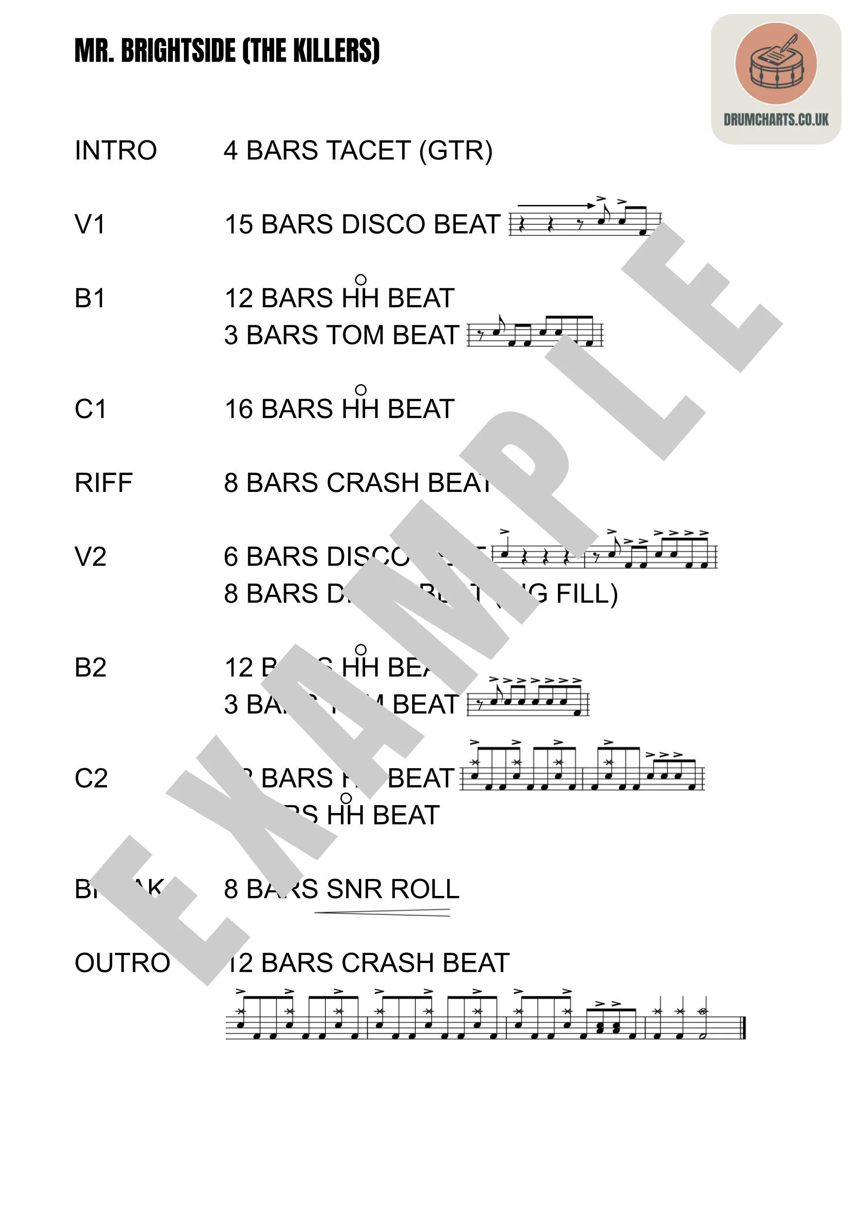 example one page pdf chart of mr brightside