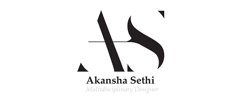 Black and white logo with stylized initials 'A' and 'S', and text reading 'Akansha Sethi Multidisciplinary Designer'.