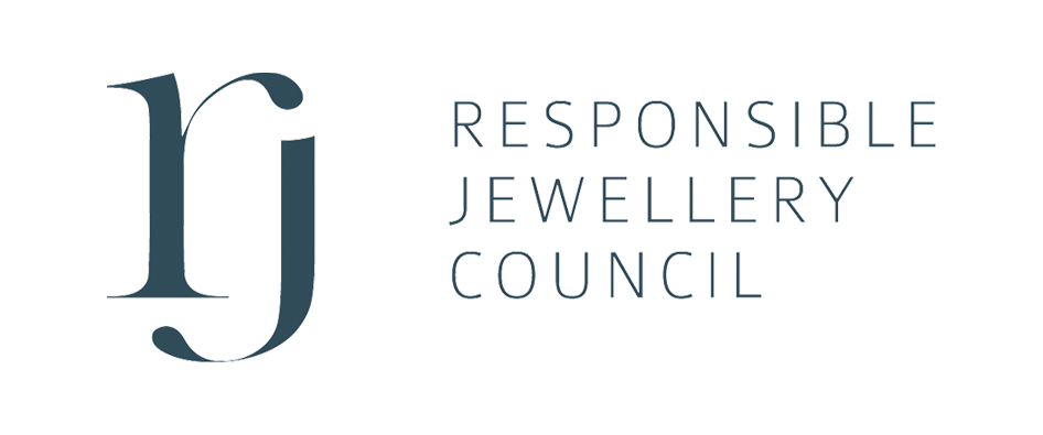 Logo of Responsible Jewellery Council featuring a stylized lowercase 'rj' and the organization's name.