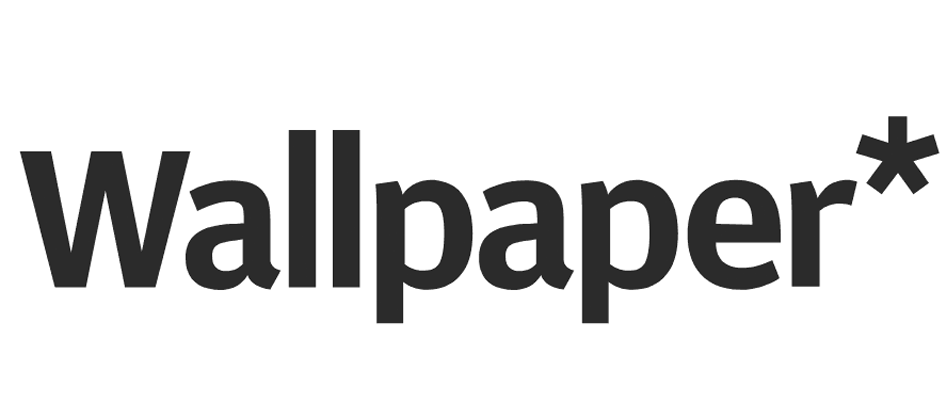 Black text that reads 'wallpaper*' on a white background.