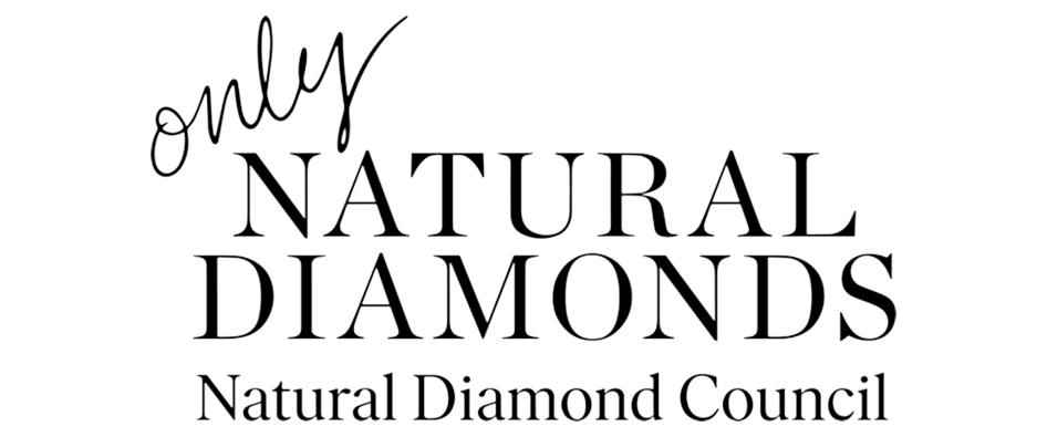 Text that says 'Only Natural Diamonds, Natural Diamond Council' in black on a white background.