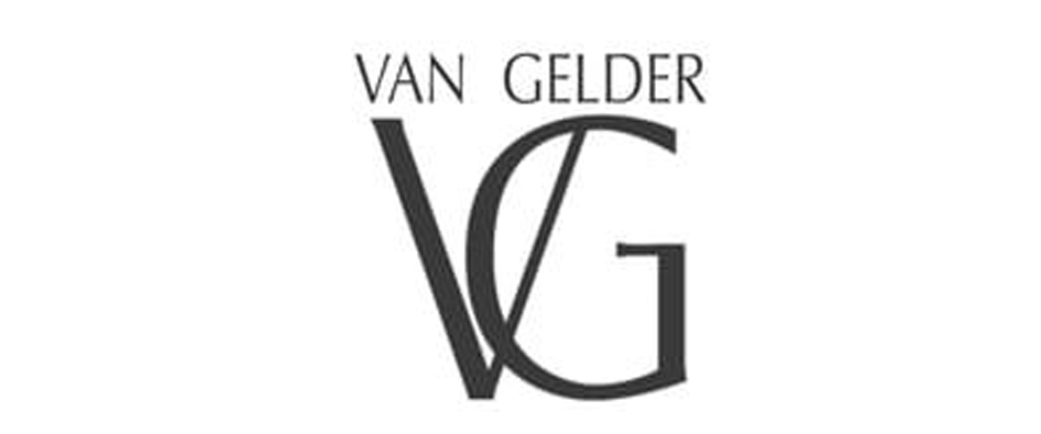 Logo with the text 'VAN GELDER' above a stylized monogram combining the letters V, G, and G.