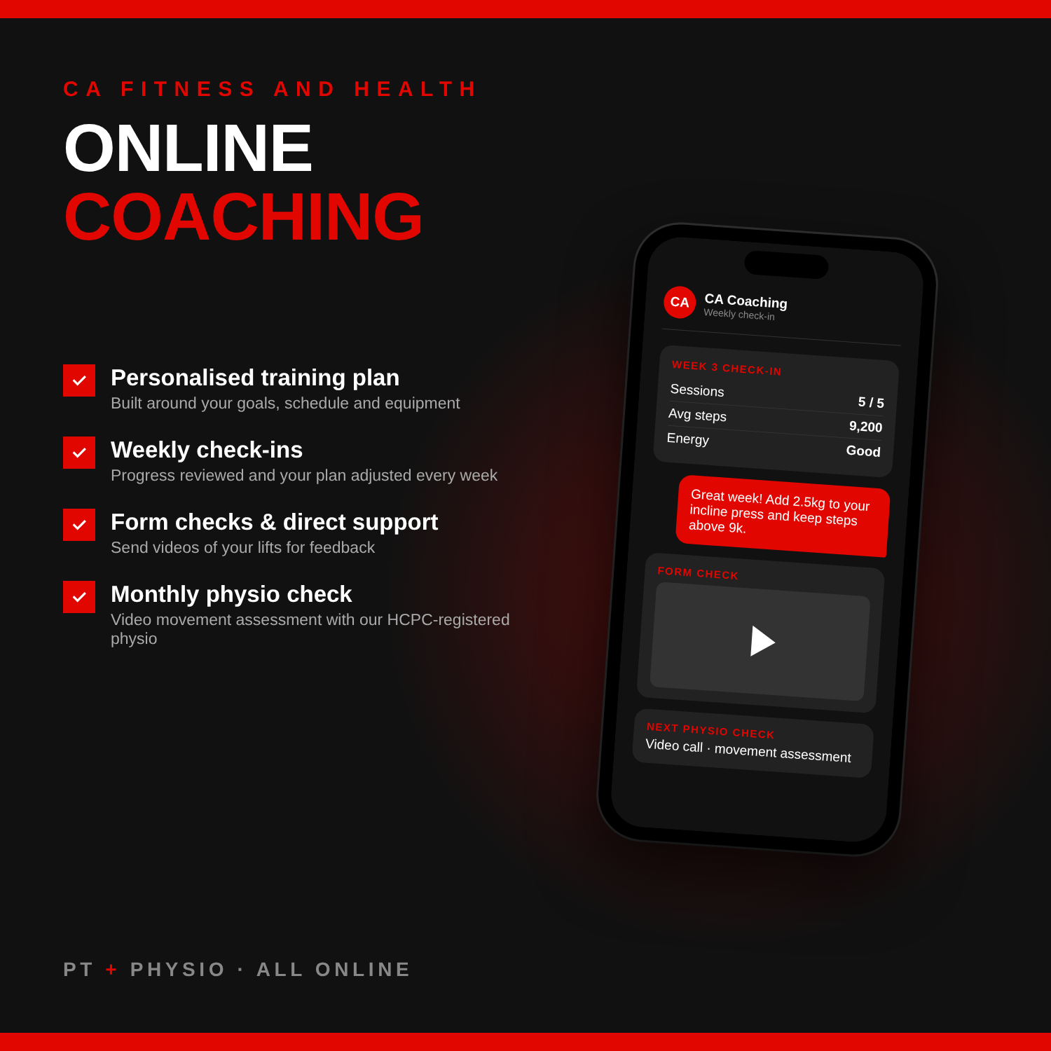 CA fitness and health Online Coaching