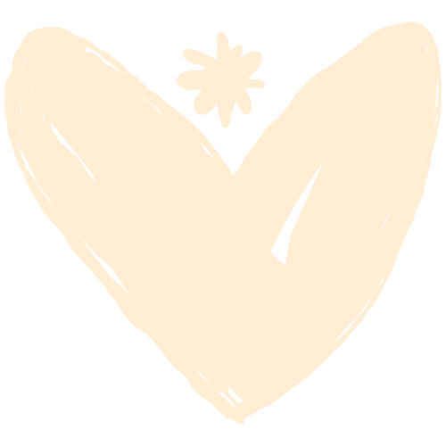 A beige heart with a small beige flower above it on a black background.