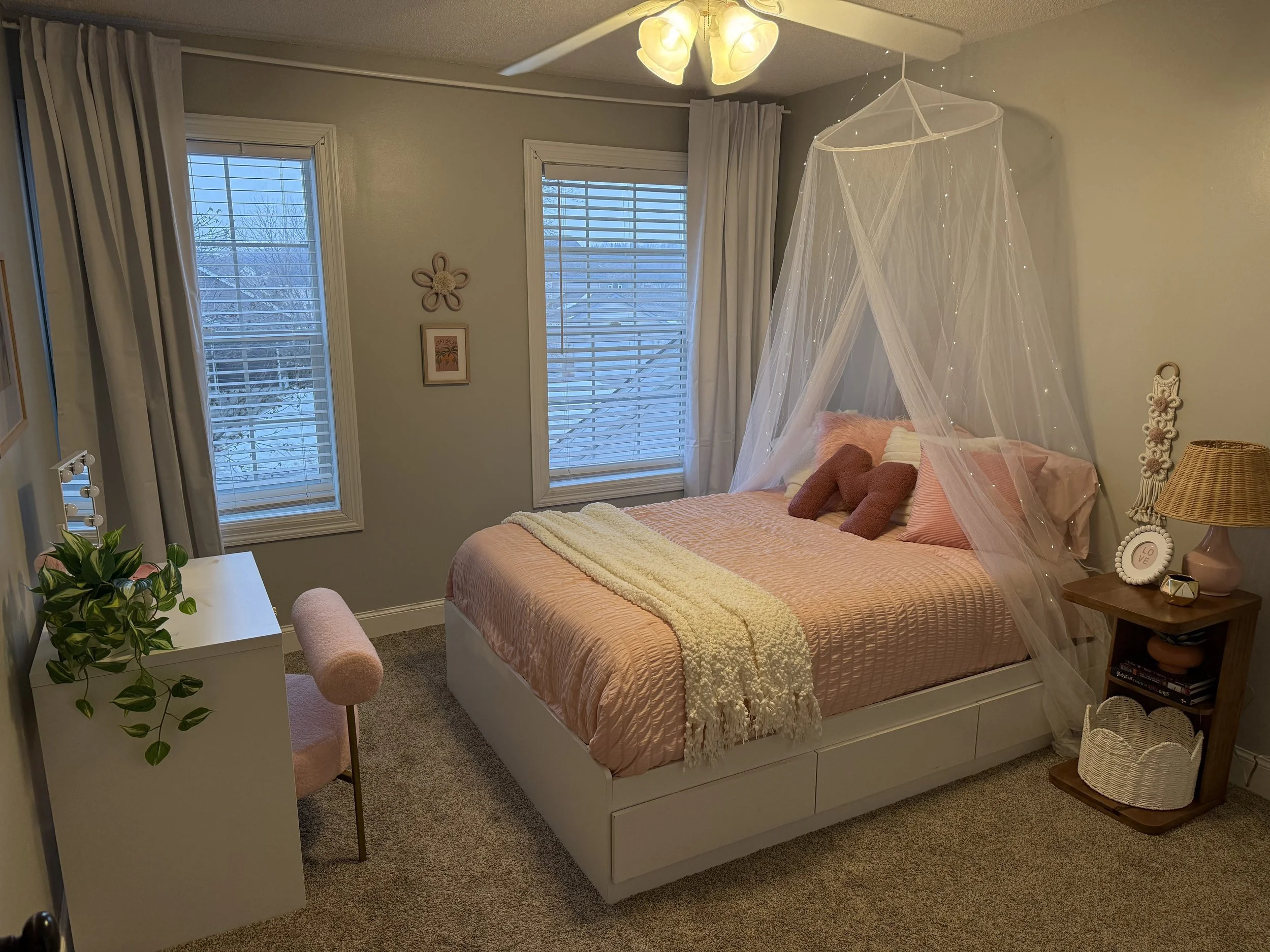 She wanted a boho organic feel to her room.