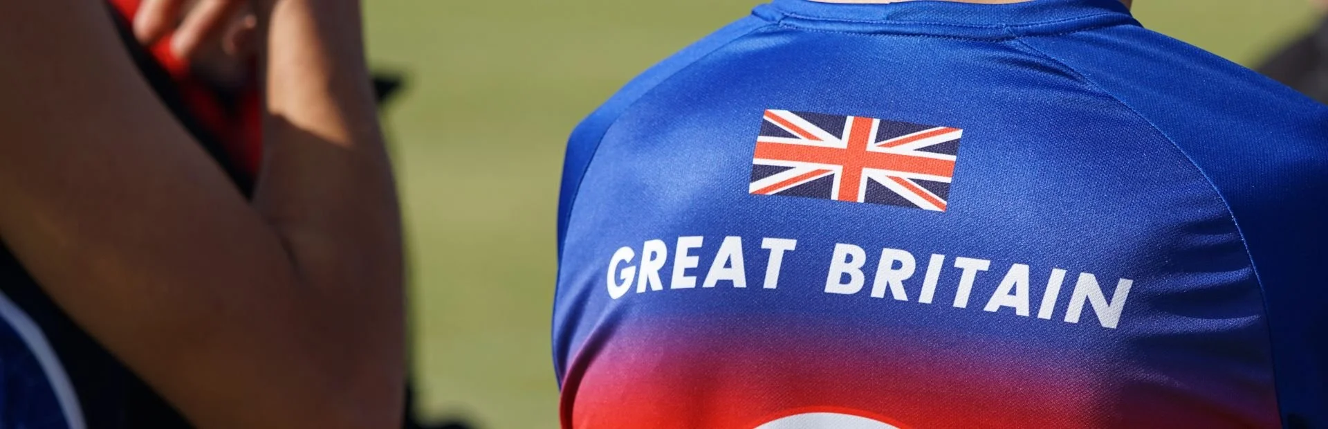 Close-up of a sports jersey with the Great Britain flag and the text "GREAT BRITAIN" on the back.