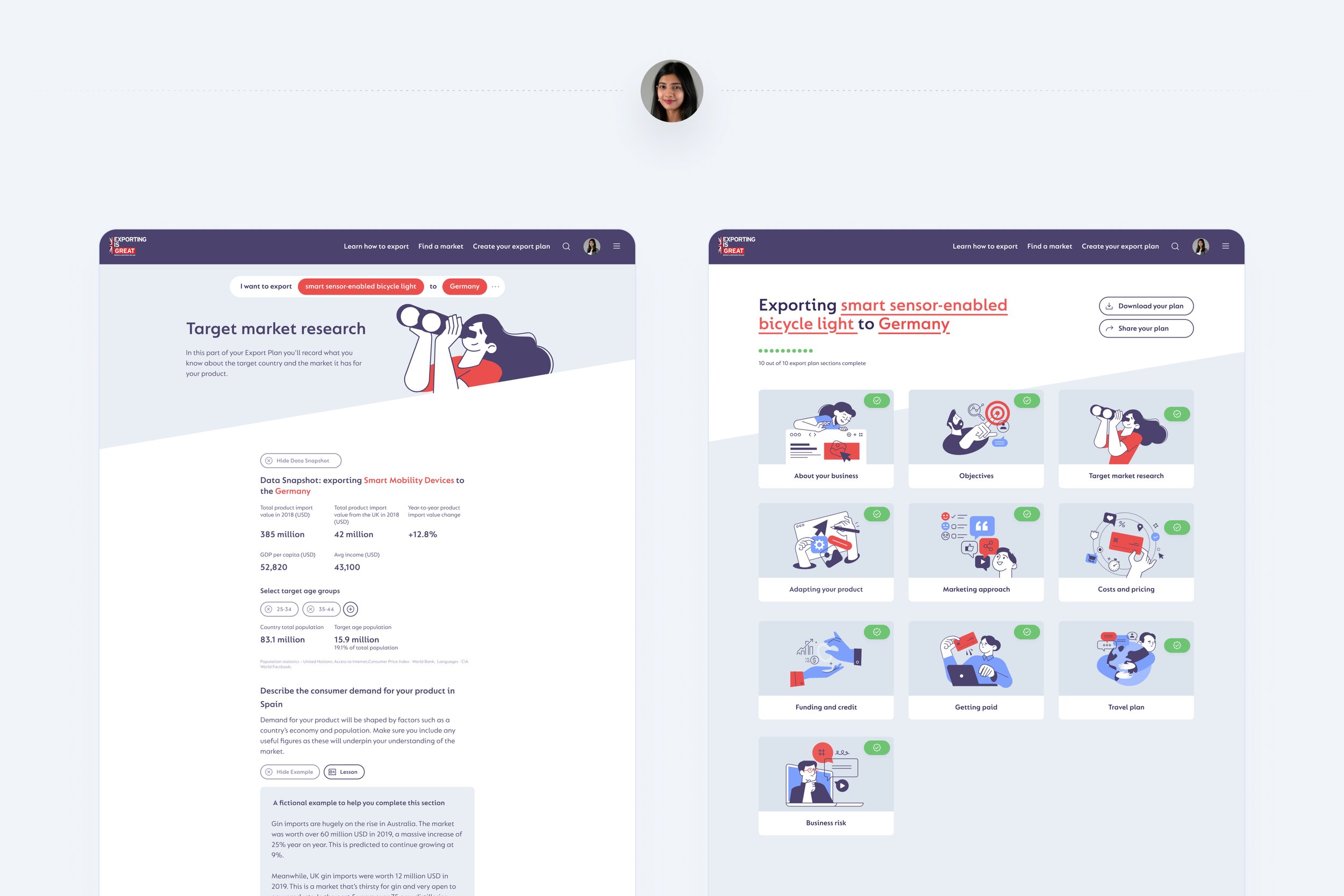 As Sarah completes her plan, she clarifies her product, target markets, barriers and opportunities. Her completed plan becomes a foundation for targeted support and opportunity matching.