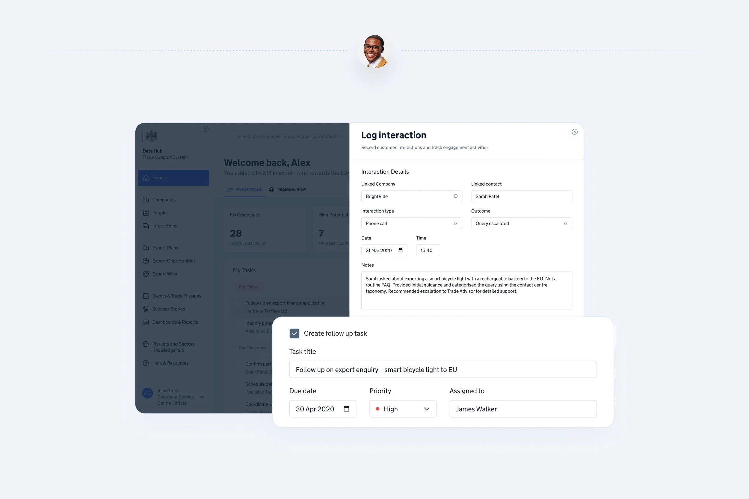 Using the contact centre taxonomy, he categorises the query and routes it to the right advisor. Previously, this would have been handled through spreadsheets and email.