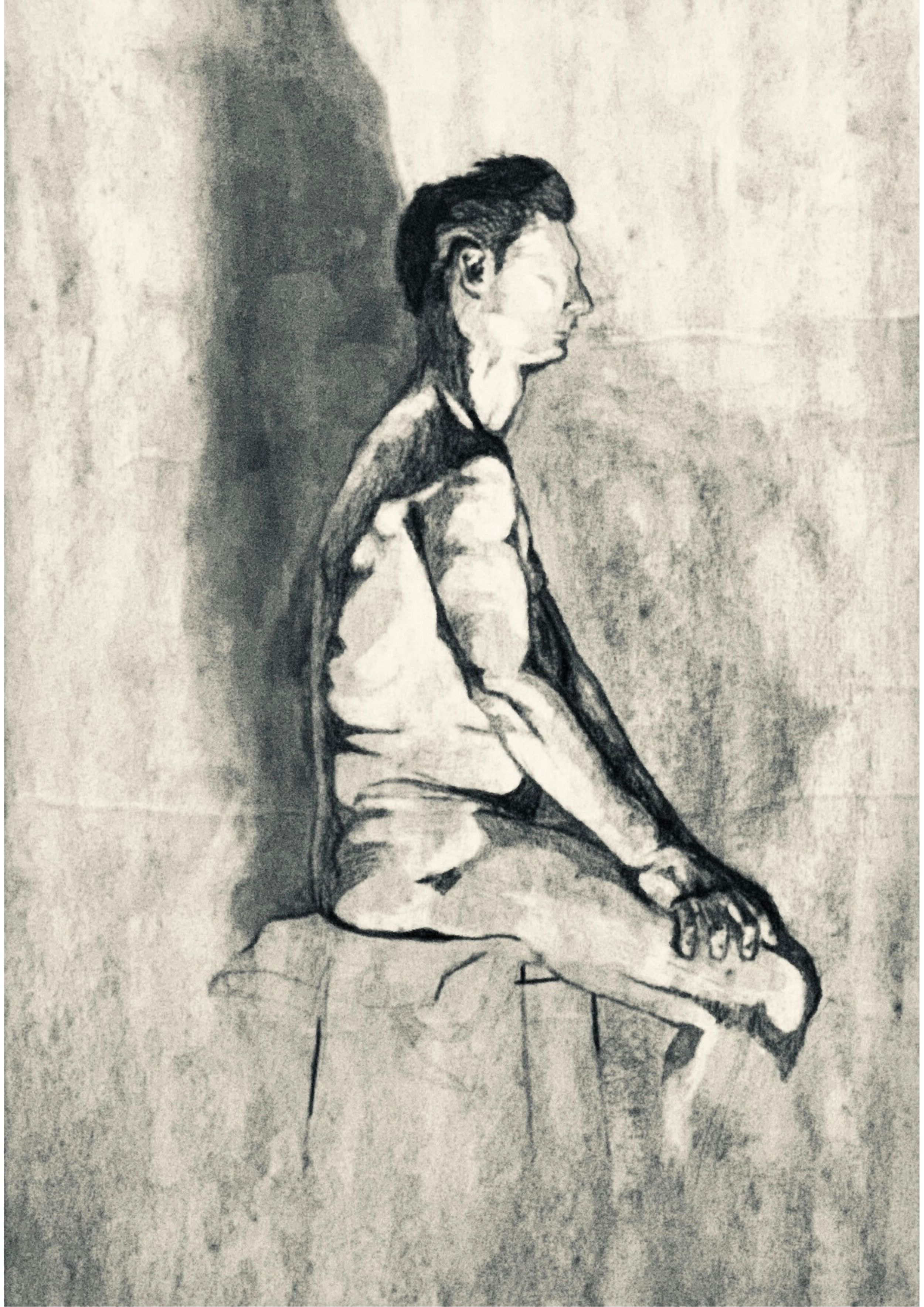 Life Drawing Male.2002.charcoal on paper - 29.7 x 42.0 cm / 11.7 x 16.5 in.