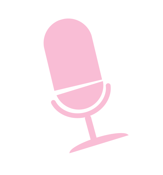 Pink microphone icon on a black background.