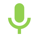 Green microphone icon on a white background