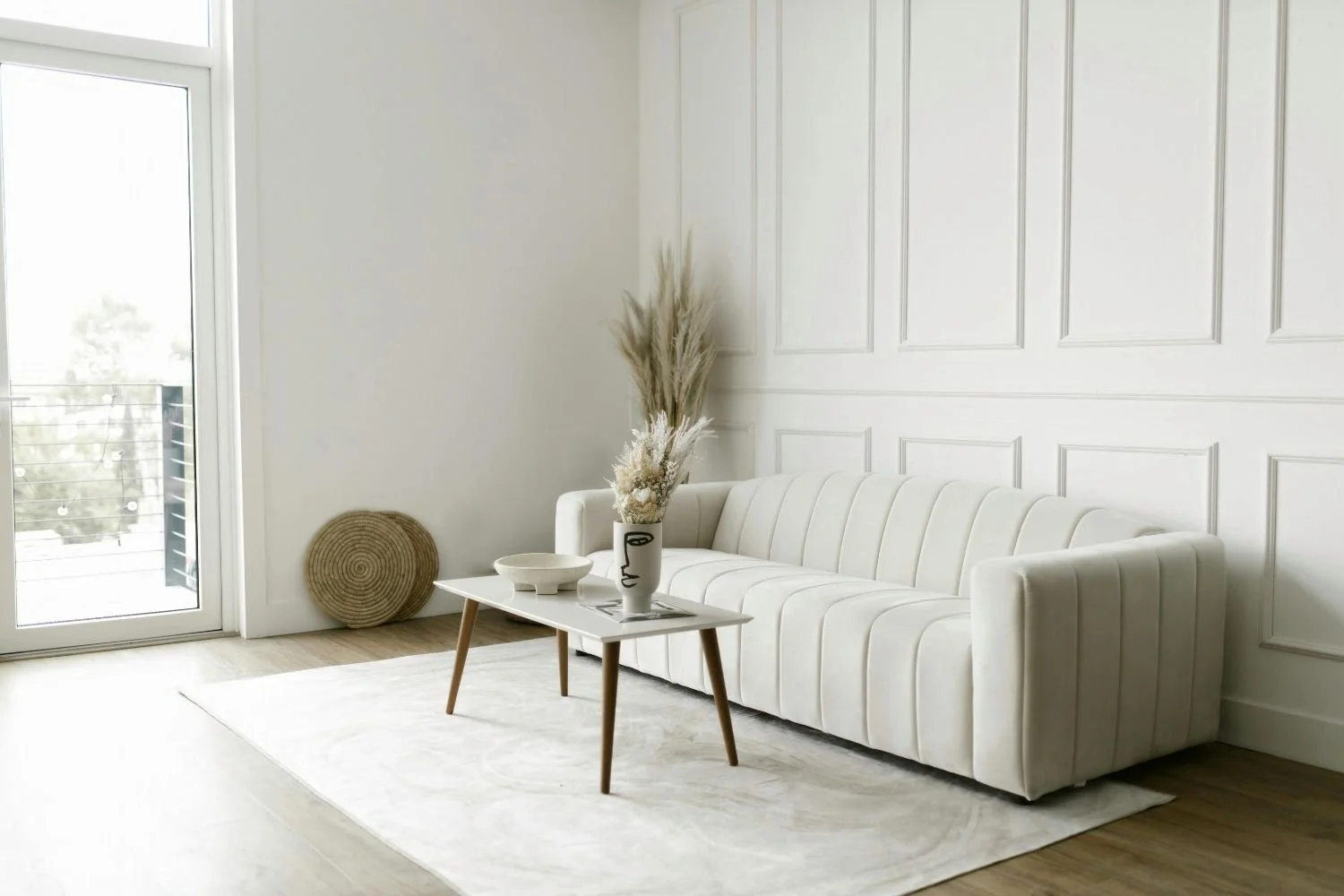 A minimalist white interior representing a minimalist workspace for focused and structured work of the Clarashi framework including the Quiet Stress Model