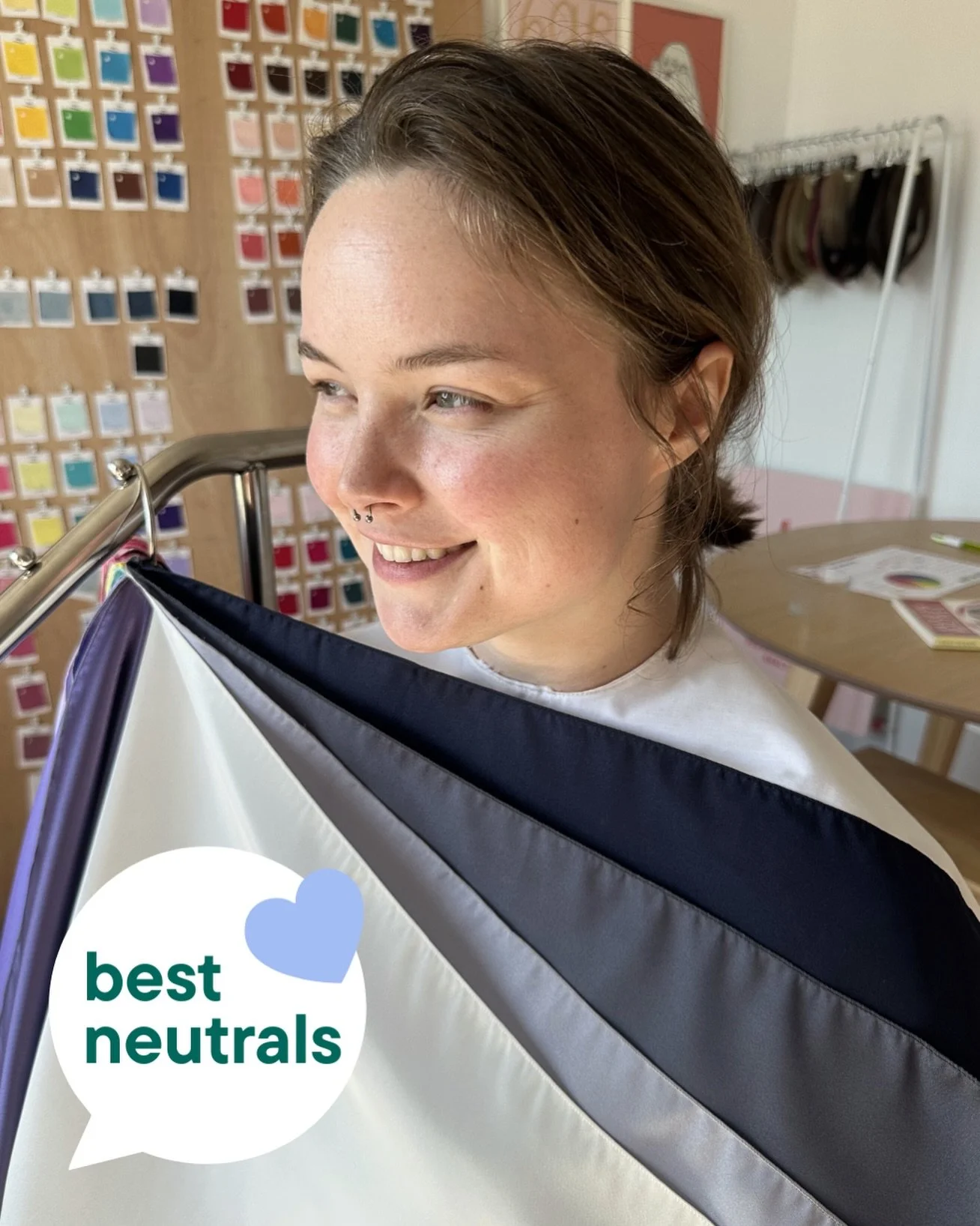 Perry&rsquo;s best neutrals 🤍

With her cool undertone, these shades are perfect for her complexion ❄️

Soft whites, cool greys, and a perfectly balanced mid navy.

Harmony happens when the undertone of your clothing matches the undertone of your sk