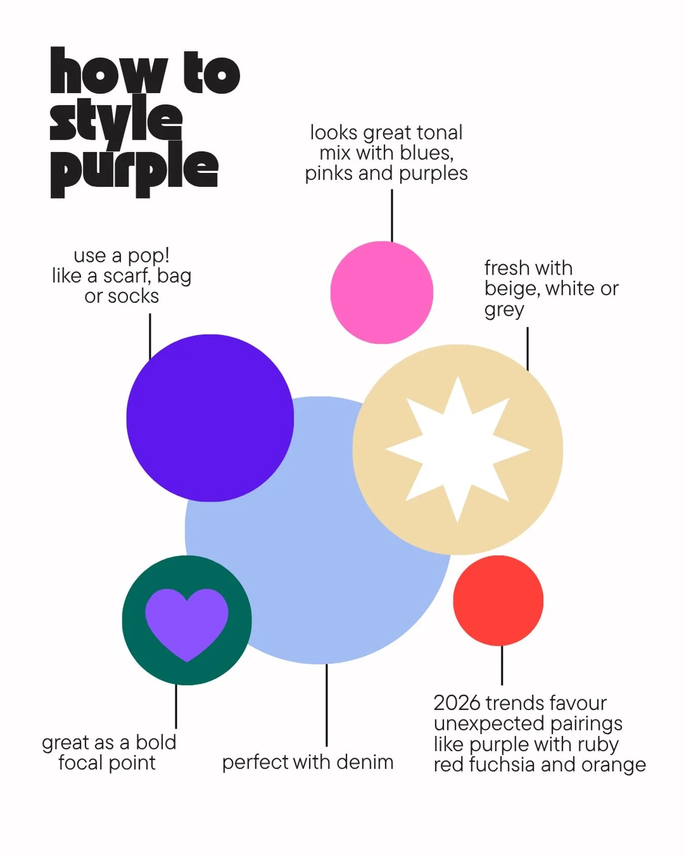 How to style purple! 💜

Purple is a big hitter on the fashion scene and catwalks right now, and it&rsquo;s easy to see why. Purple comes in so many shades and saturations, warm and cool, there truly is a purple for everyone. If you haven&rsquo;t wor