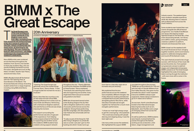 Discover Magazine: June Edition - BIMM x The Great Escape