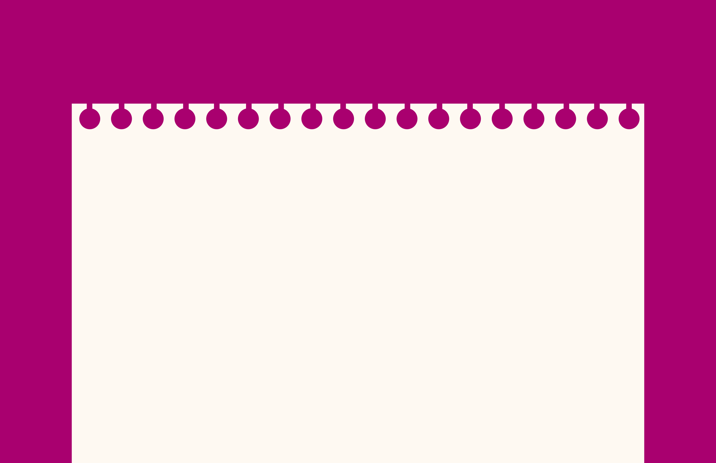 A piece of paper with purple polka dots on a white background with purple borders on both sides.