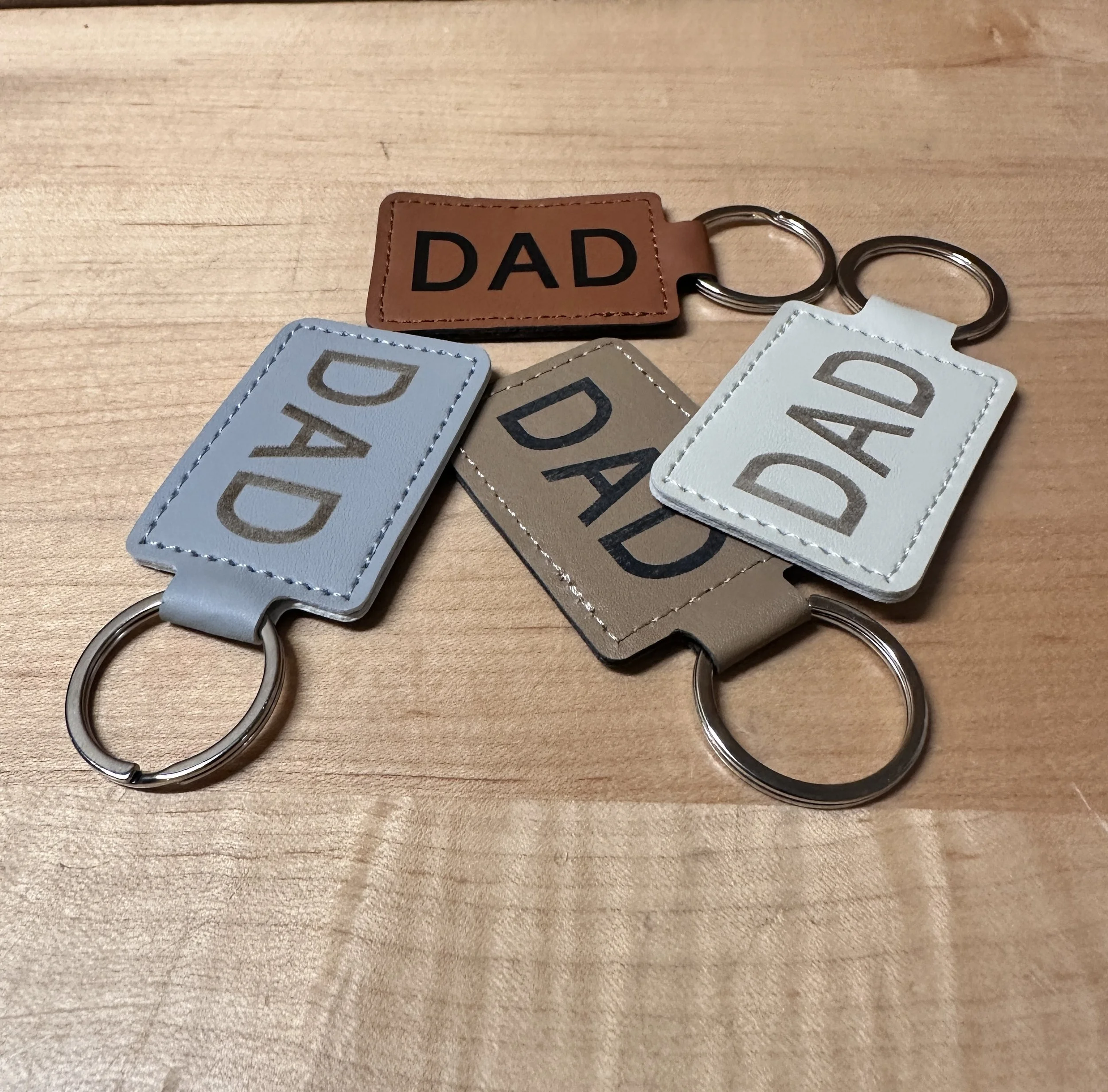 Personalized Leather Dad Keychain