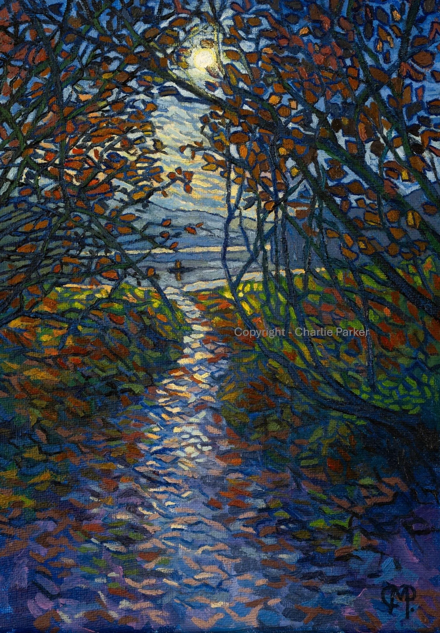 12. Sunset, Derwent Water I. 2023, Oils. Dimensions - 23cm x 30cm. For Sale.