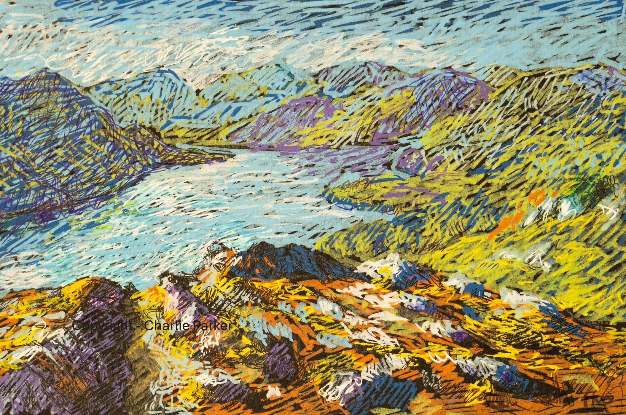 231. Ulswater, 2022, Ink. Dimensions - 15cm x 12cm. For Sale.