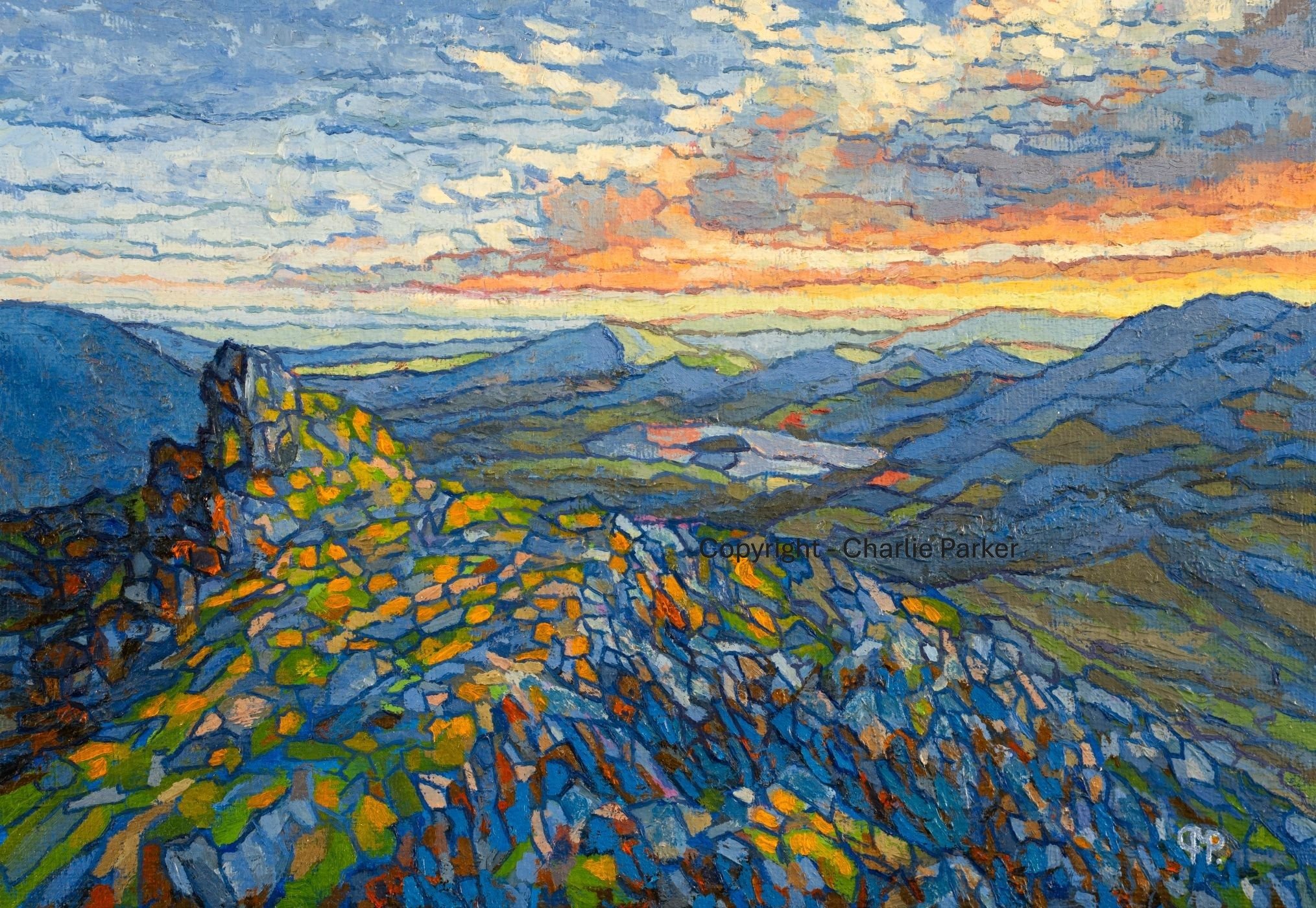 57. Helm Crag, from Easedale, 2025, Oils. Dimensions 23cm x 30cm. For Sale.