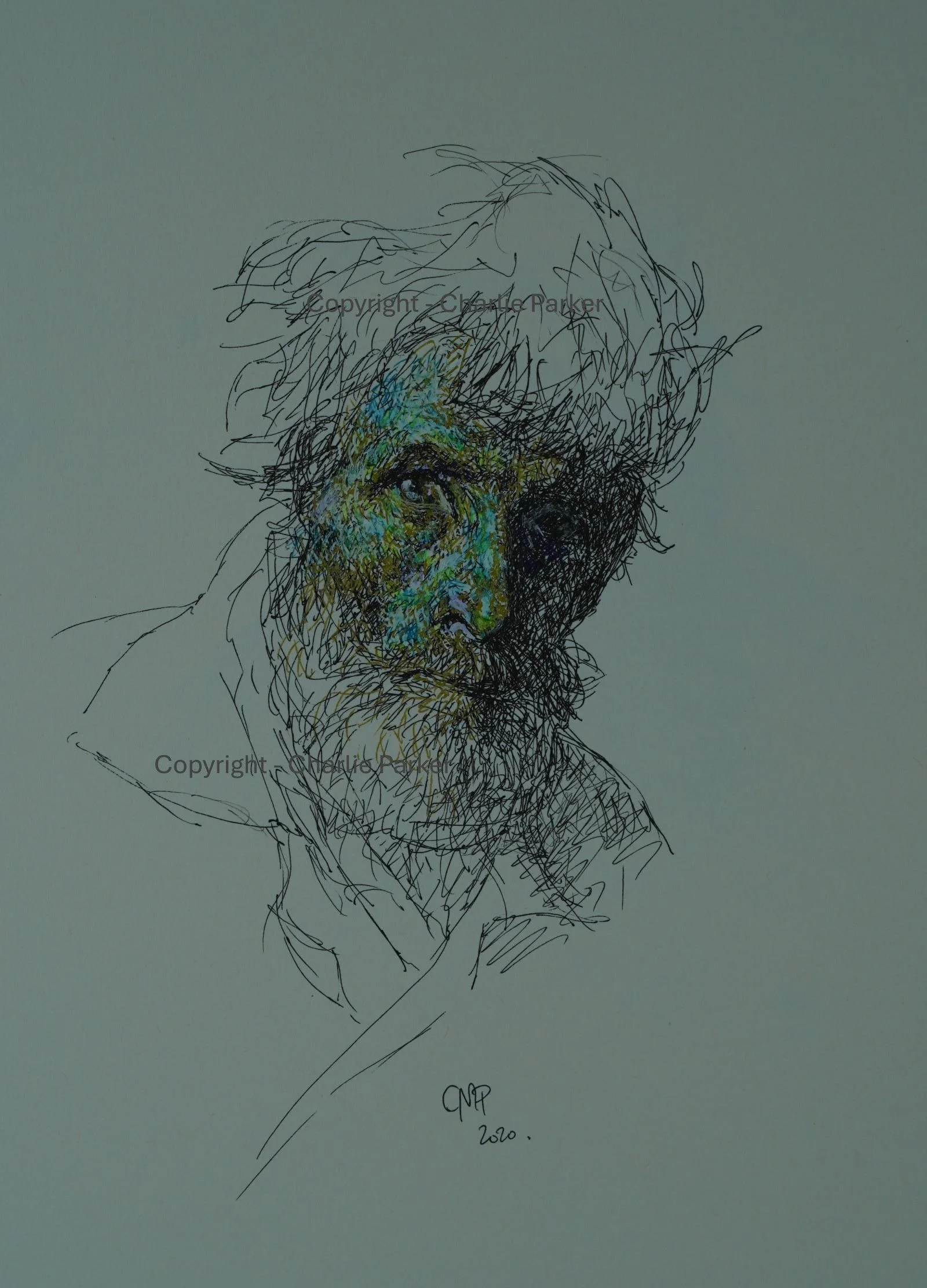 457. 'Homage to Repin I', 2022, Ink. Dimensions - 15cm x 23cm. For Sale.