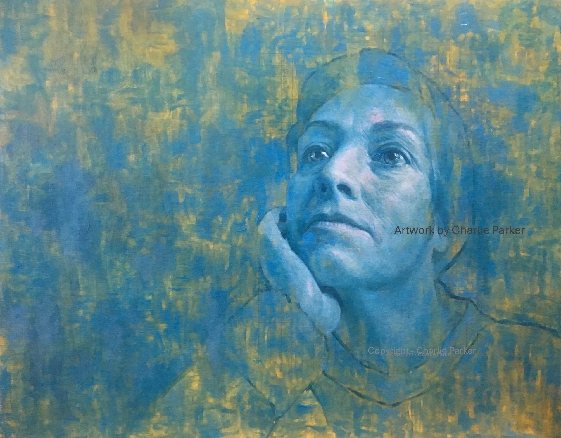 327. Contemplation, 2020, Oils. Dimensions 50cm x 40cm. Not for sale.