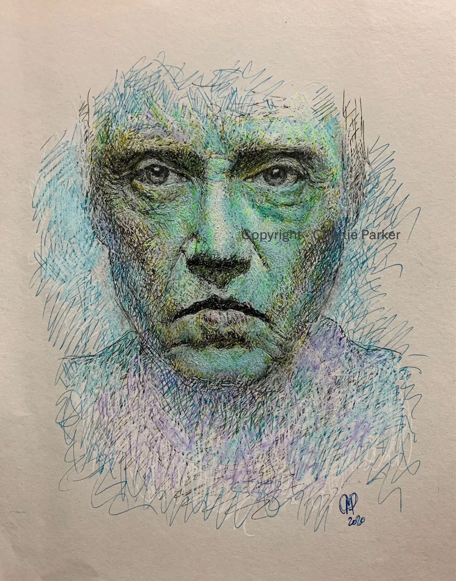 420. Christopher Walken. 2020, Ink. Dimensions - 28cm x 35cm. For Sale.