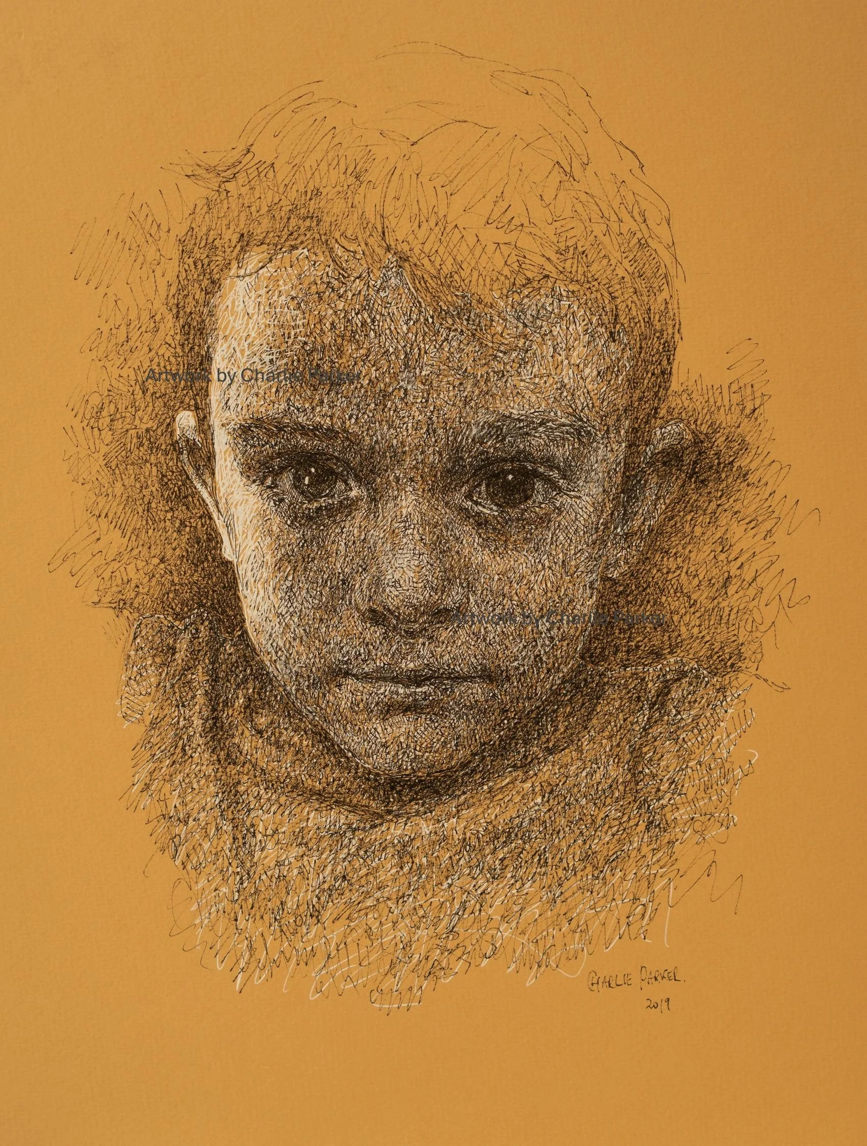 428. Boy aged 5 years. 2018, Ink. Dimensions - 23cm x 30cm. For Sale.