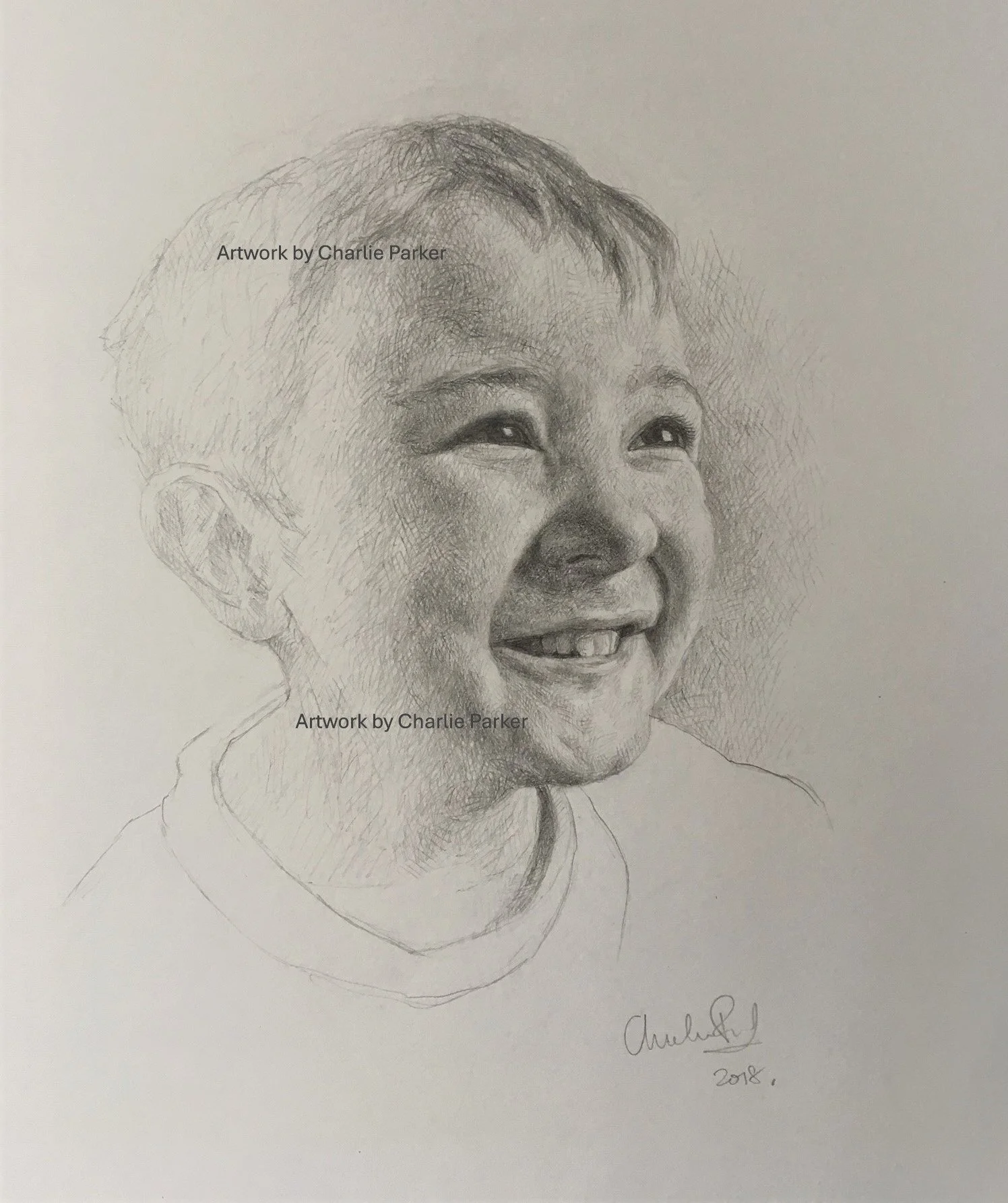 408. Smiler. 2018. Pencil. Dimensions - 23cm x 30cm. For Sale.