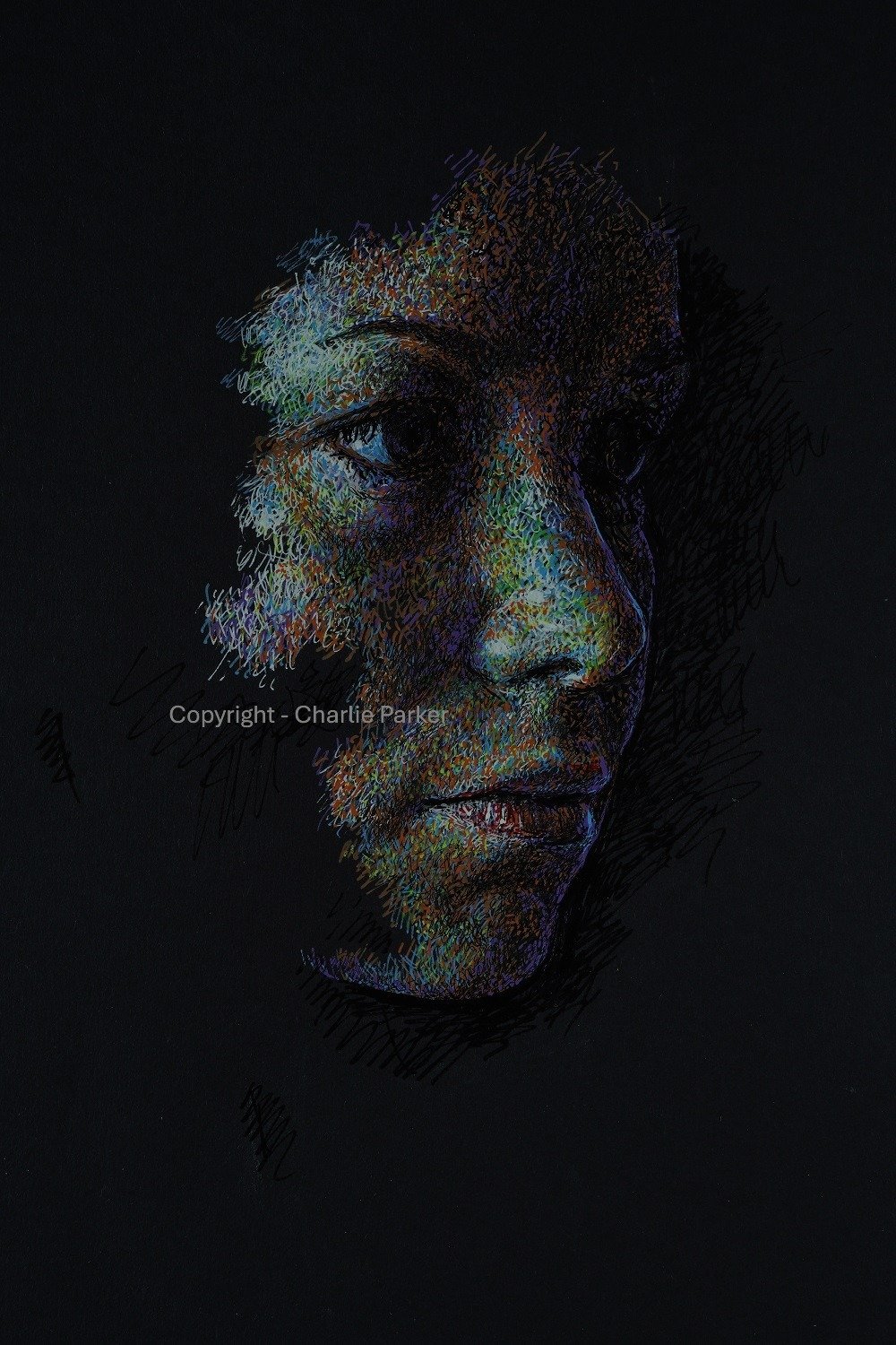 460. 'Woman in profile', 2022, Ink. Dimensions - 15cm x 23cm. For Sale.