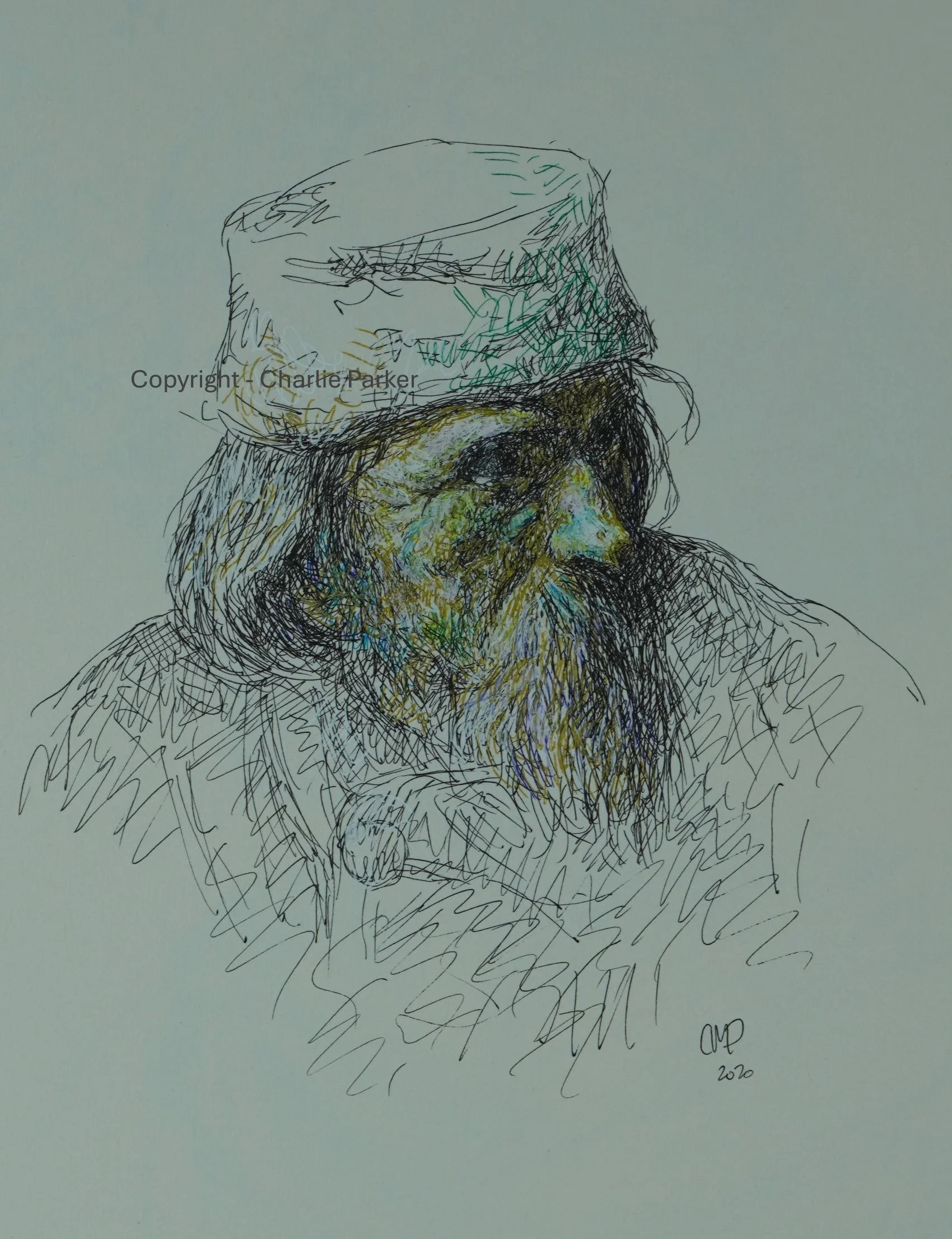 463. 'Homage to Repin III', 2022, Ink. Dimensions - 15cm x 23cm. For Sale.