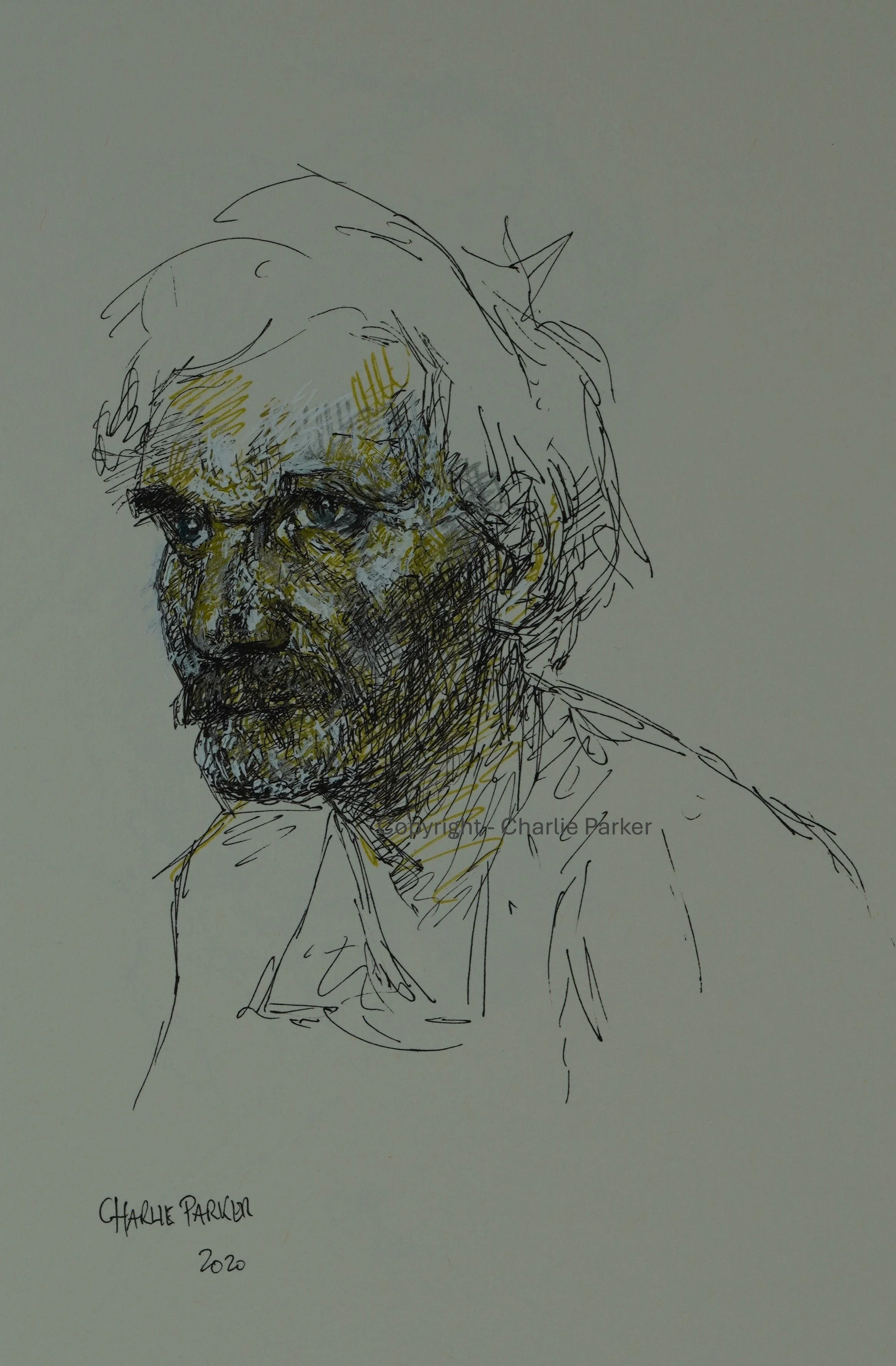 462. 'Homage to Repin II', 2022, Ink. Dimensions - 15cm x 23cm. For Sale.