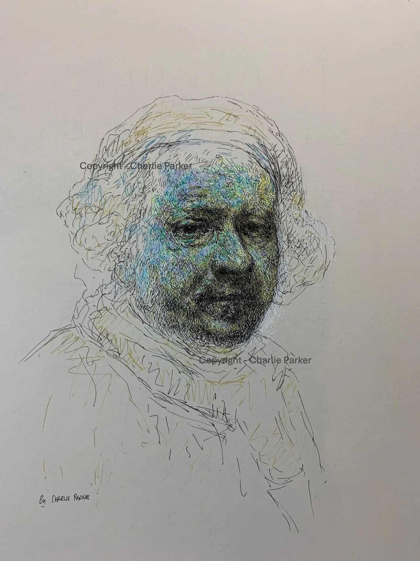 458. Rembrandt, 2020, Ink. Dimensions - 16cm x 22cm. For Sale.