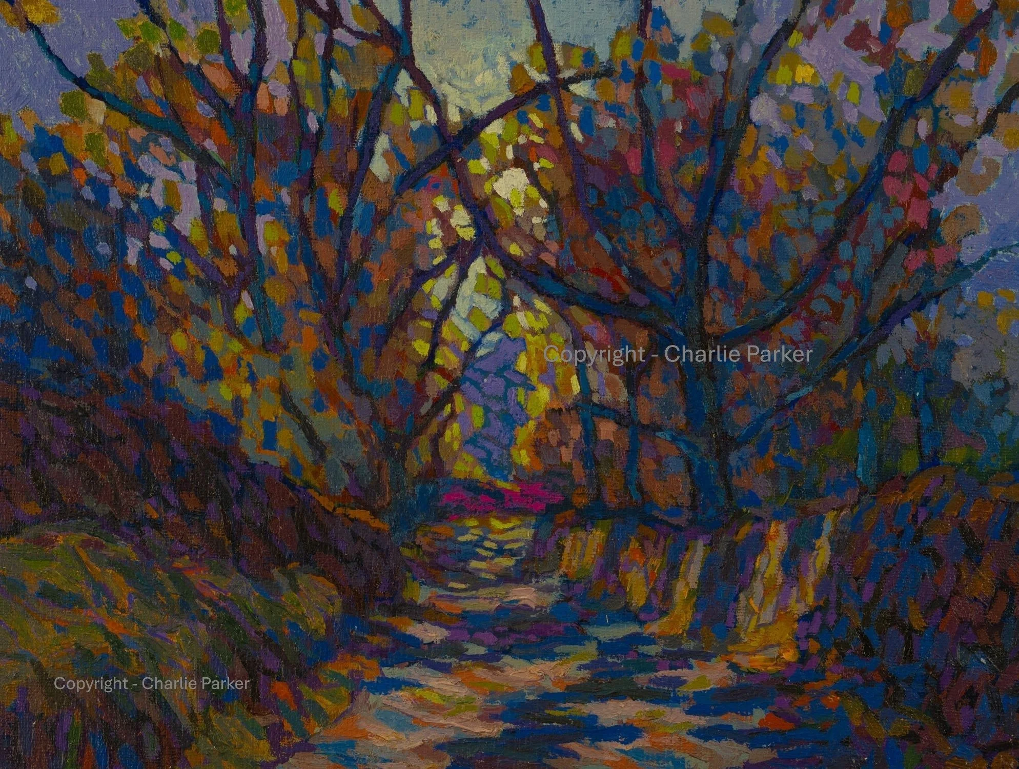 9. Forest Lane II, 2022, Oils. Dimensions - 30cm x 23cm. For Sale.