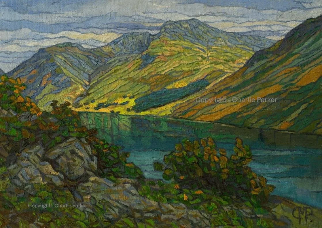 55. Wasdale and Scafell Pike, 2025, Oils, 
Dimensions - 30cm x 23cm. For sale.